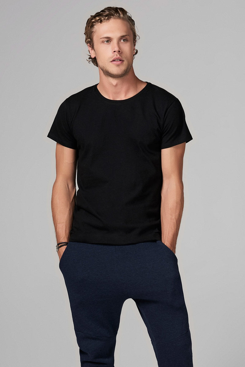 Men's heavy cotton crew neck t-shirt in black