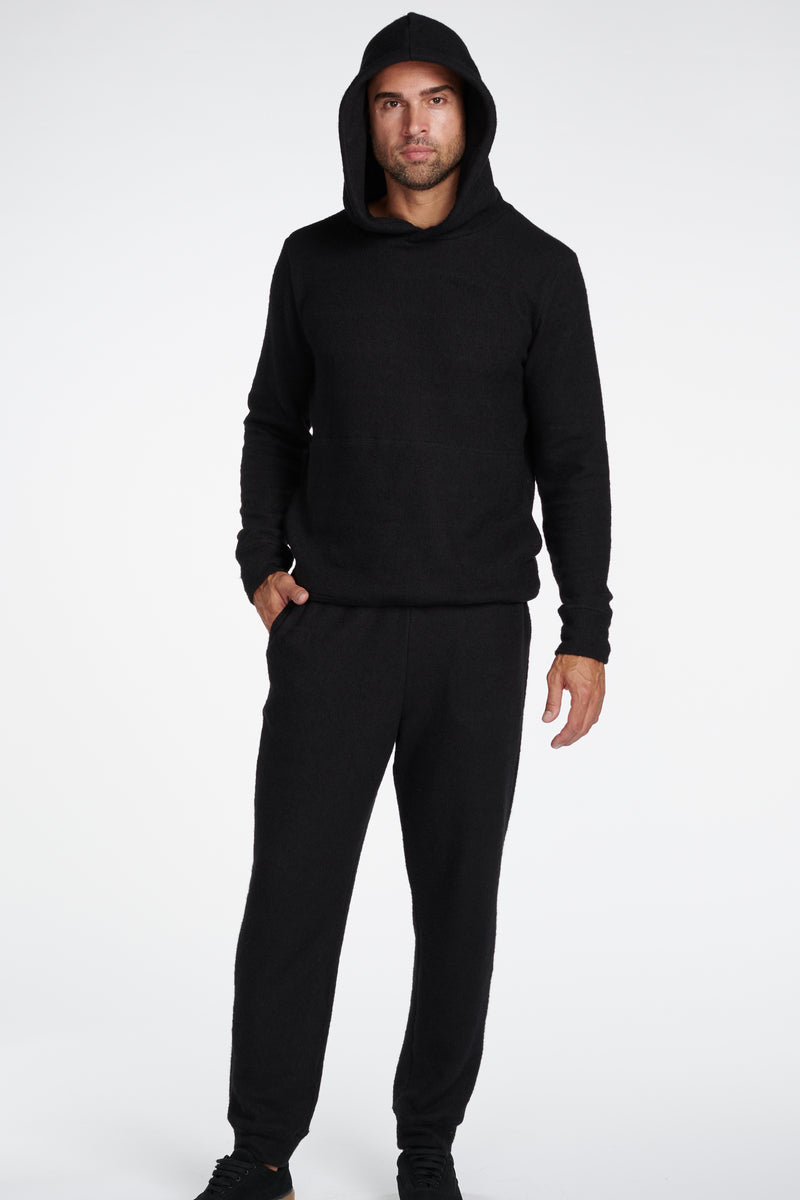 Men's Melange Knit Cinched Bottom Pant — Jet Black