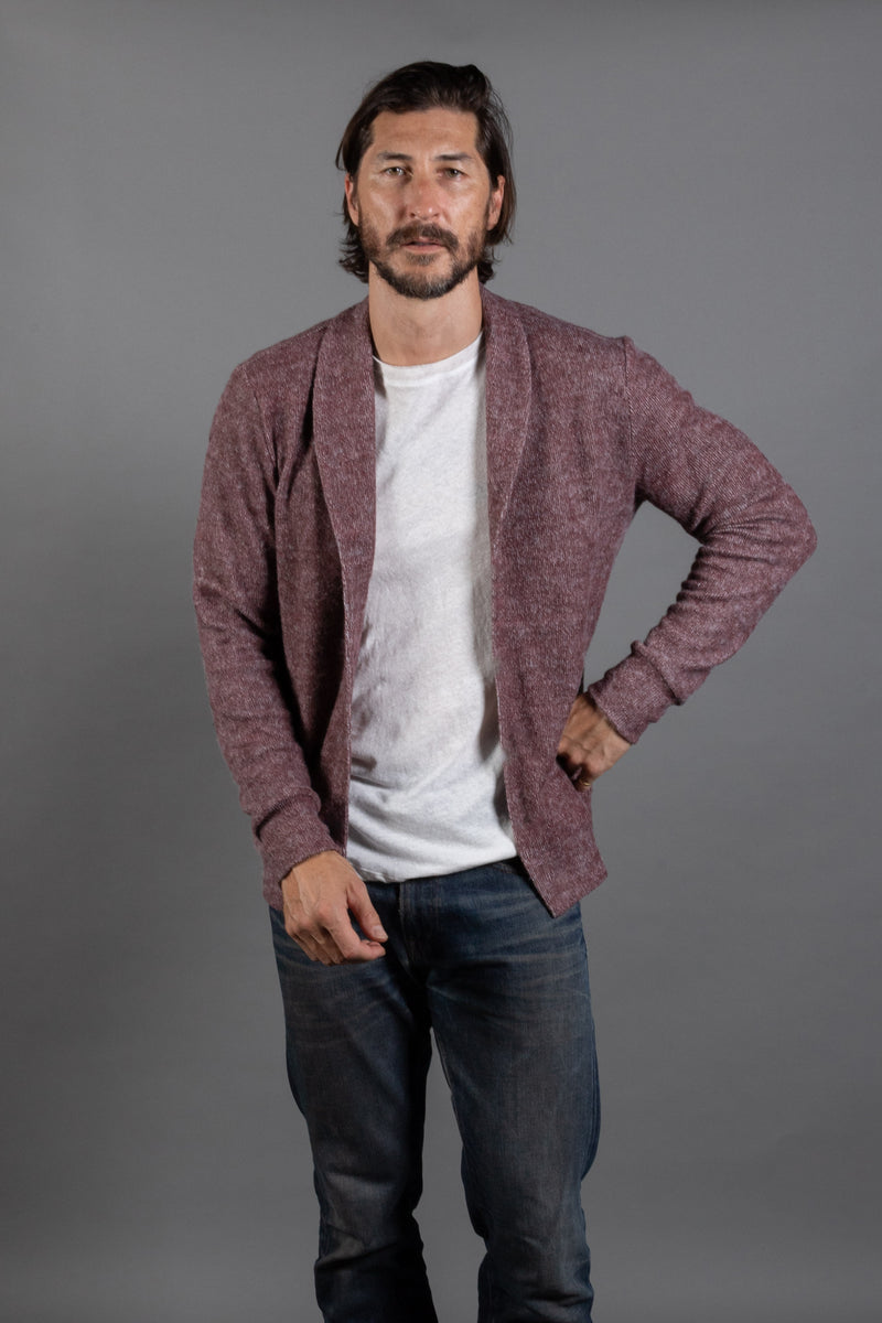 Men's Soft Knit Melange Cardigan Sweater — Maroon