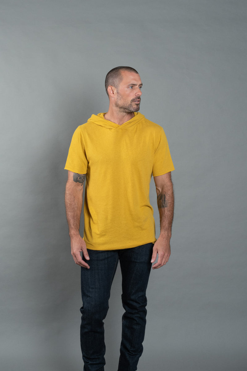 Men's Linen Blend Short Sleeve Hoodie