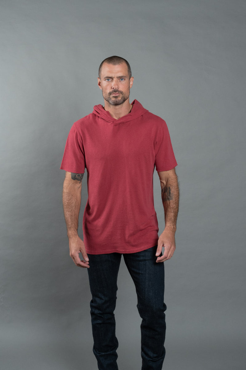 Men's Linen Blend Short Sleeve Hoodie