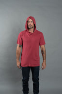Men's Linen Blend Short Sleeve Hoodie — Mika Jaymes (view 4)