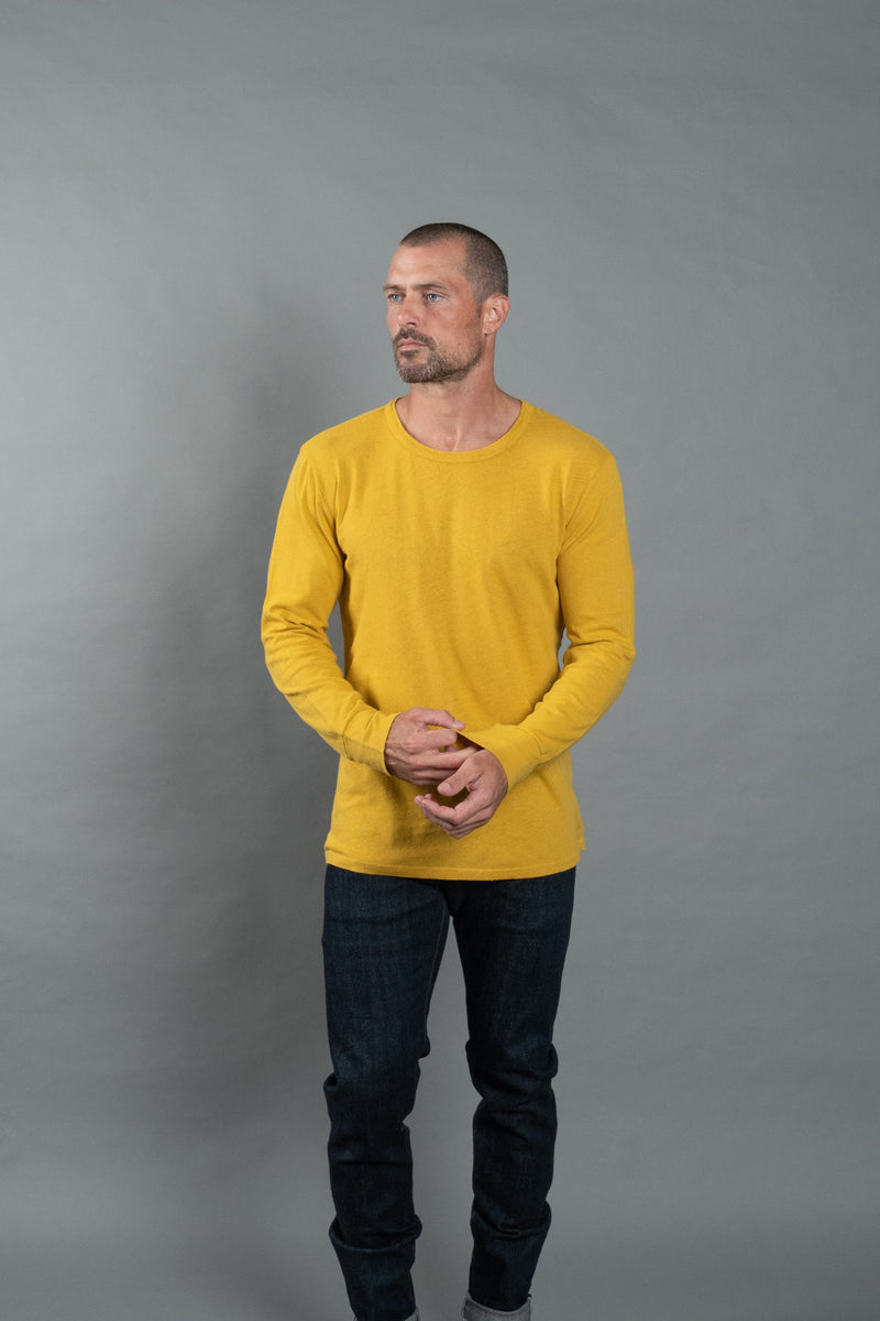 Men's Linen Blend Wide Cuff Long Sleeve Tee