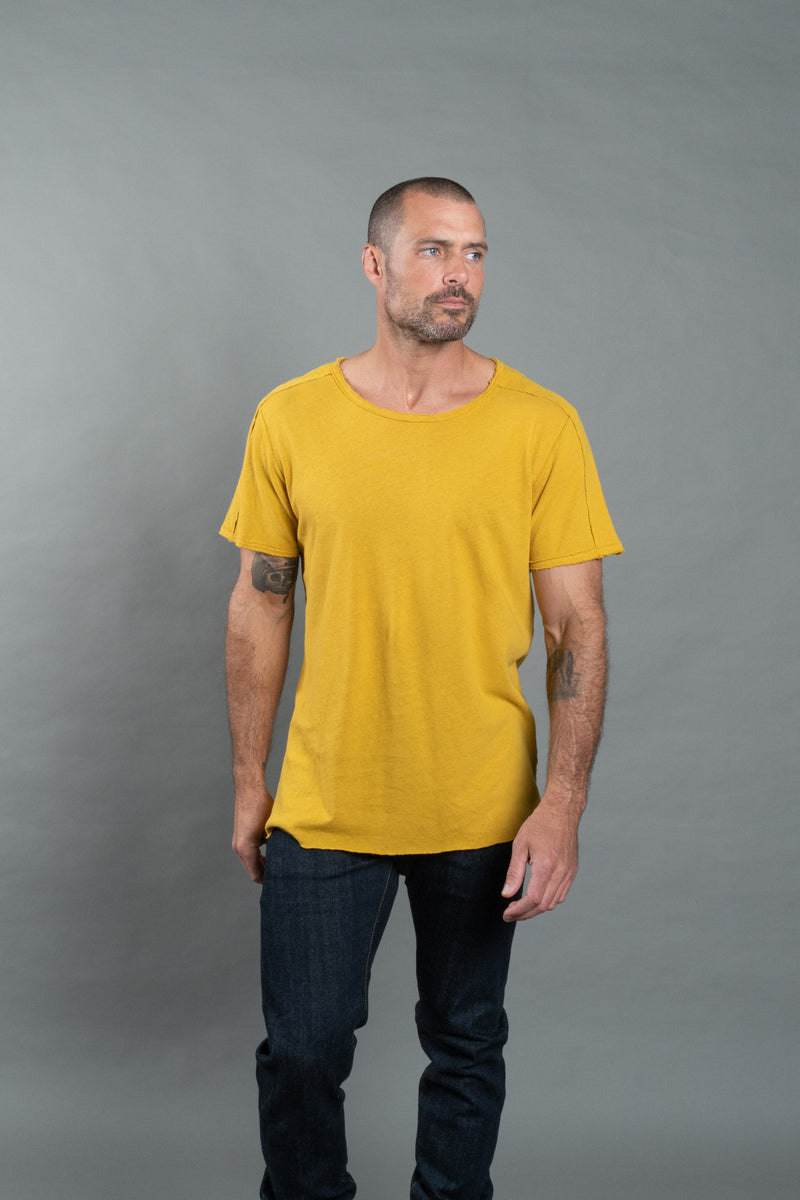 Men's Cotton Linen Patch Sleeve Tee