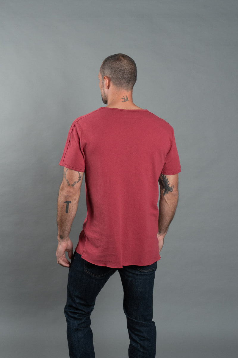 Men's Cotton Linen Patch Sleeve Tee