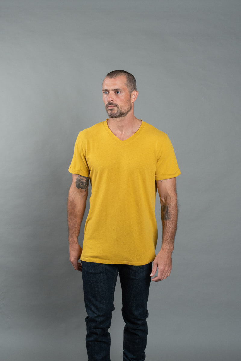 Men's Cotton Linen V-Neck Tee