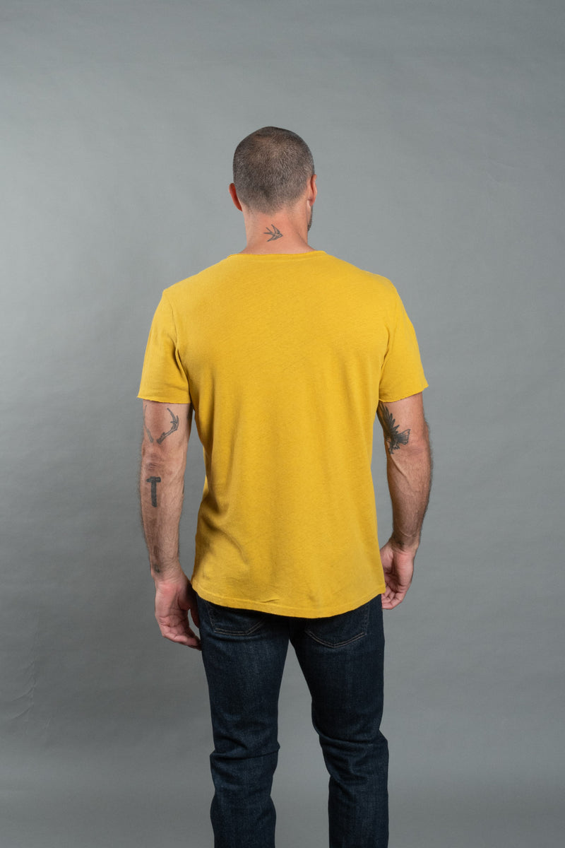 Men's Wallace Raw Neck Cotton Linen Crew Tee