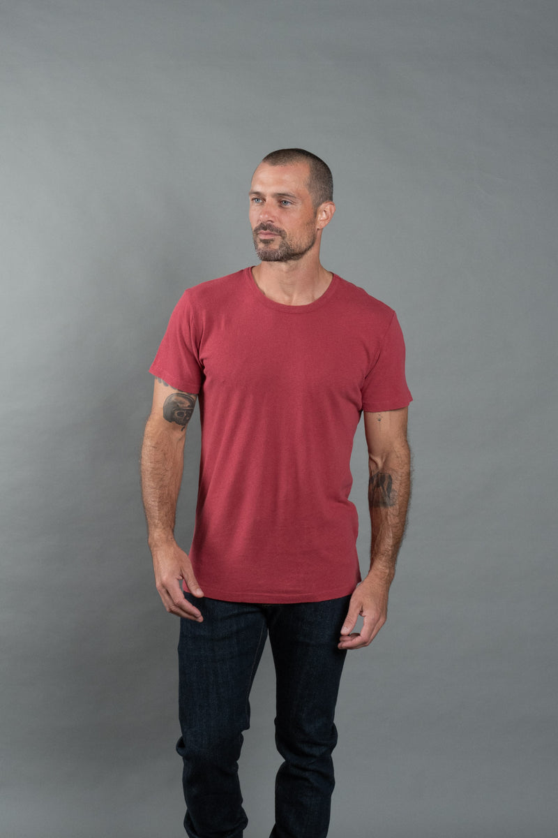 Men's Linen Blend Wide Neck Band Tee