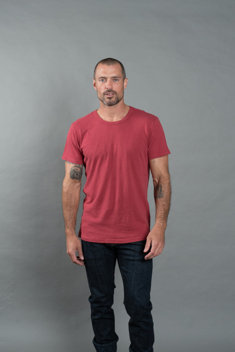 Men's Linen Blend Wide Neck Band Tee