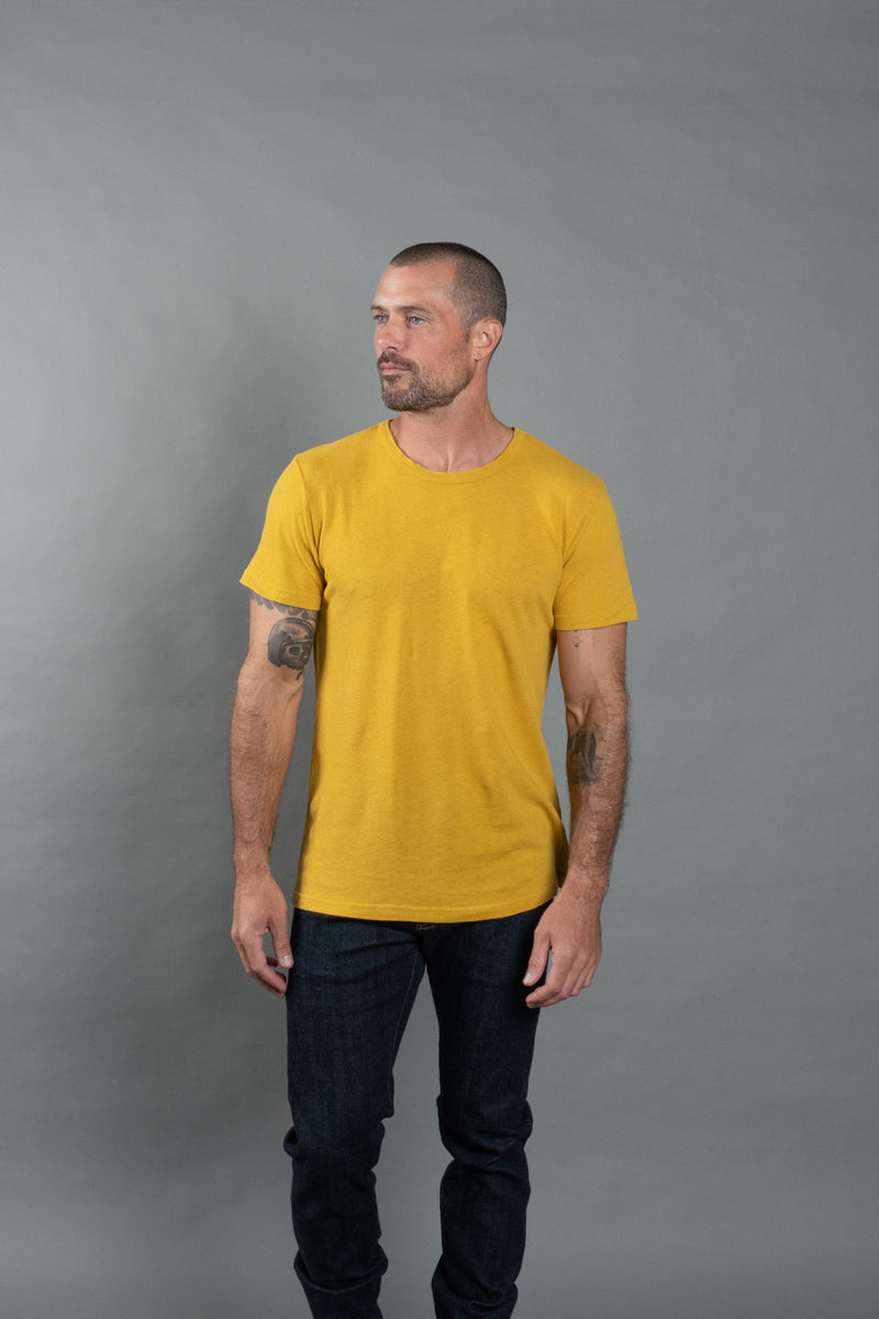 Men's Linen Blend Wide Neck Band Tee