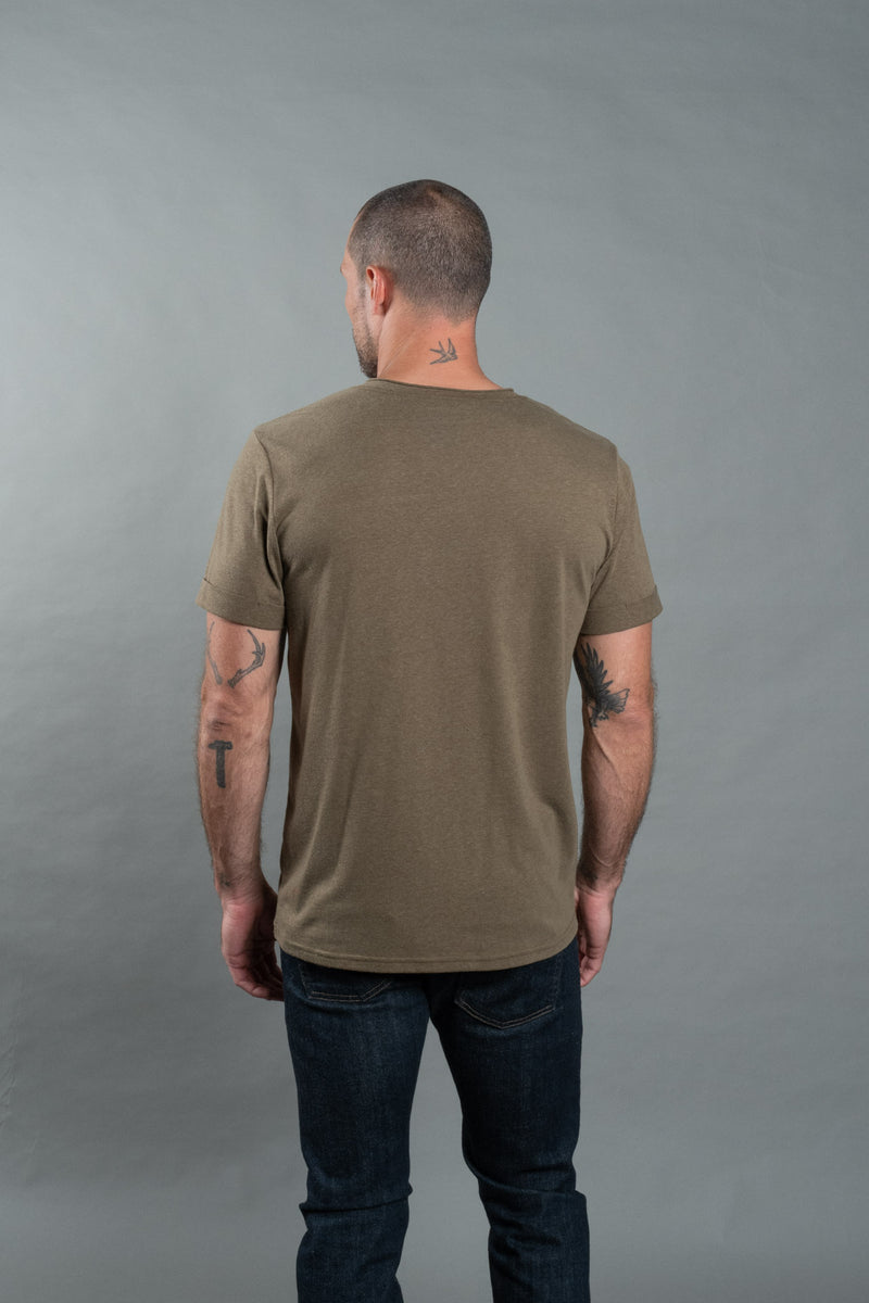 Men's Tri-Blend Stitch Sleeve V-Neck Tee