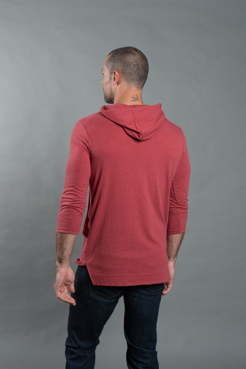 Men's 3/4 Sleeve Cowl Neck Visor Hoodie