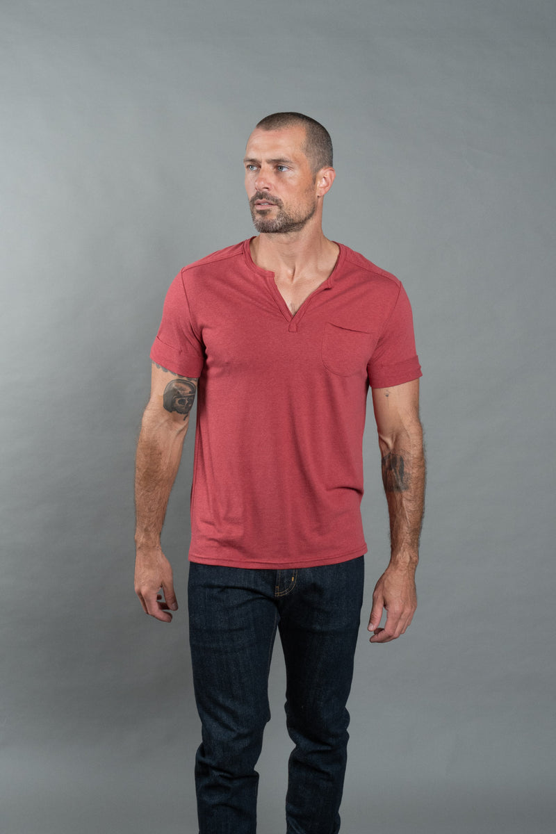 Men's Jersey Raw Neck Curved Pocket Tee