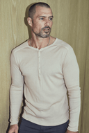 Men's Long Sleeve Henley in Dust Rose