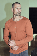 Men's Long Sleeve Henley in Rust