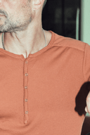 Men's Long Sleeve Henley in Rust