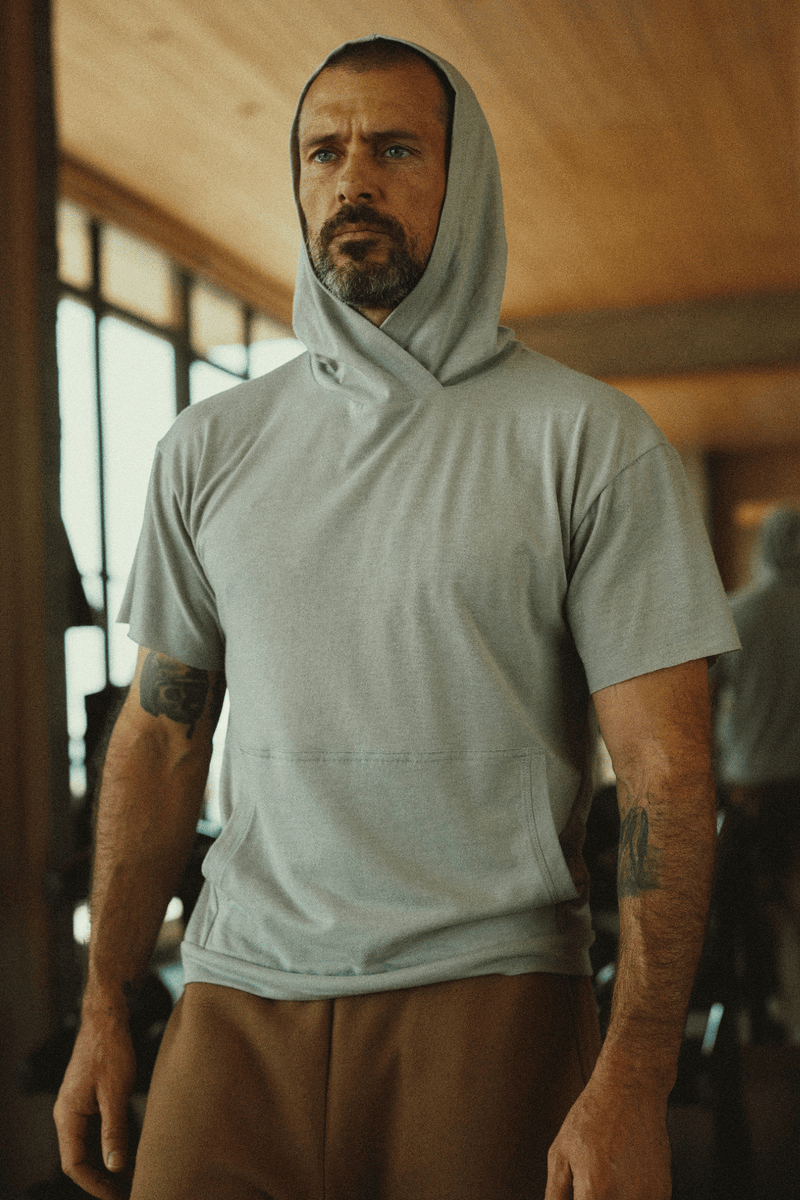 Men's Jersey Tee Kangaroo Pocket Hoodie — Dove Grey