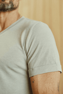 Men's Tri-Blend Stitch Sleeve V-Neck Tee — Mika Jaymes (view 20)