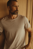 Men's Cotton Raw Edge Patch Sleeve Stripe Tee - view 3