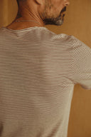 Men's Cotton Raw Edge Patch Sleeve Stripe Tee - view 4