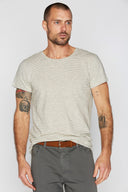 Men's Crew Neck Stripe Tee - Ivory / Black