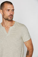 Men's Cross V-Neck Stripe Tee - Ivory / Black - view 3