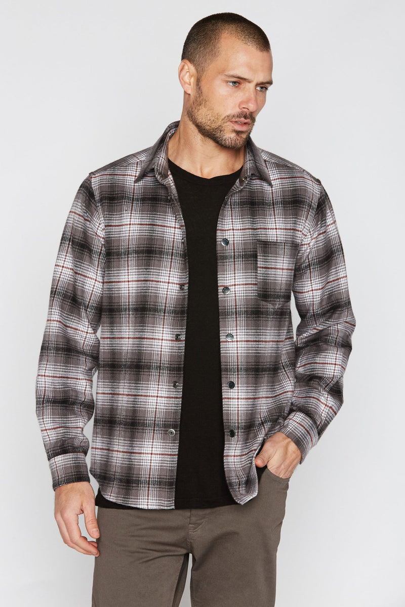 Men's Flannel Button Up — Grey