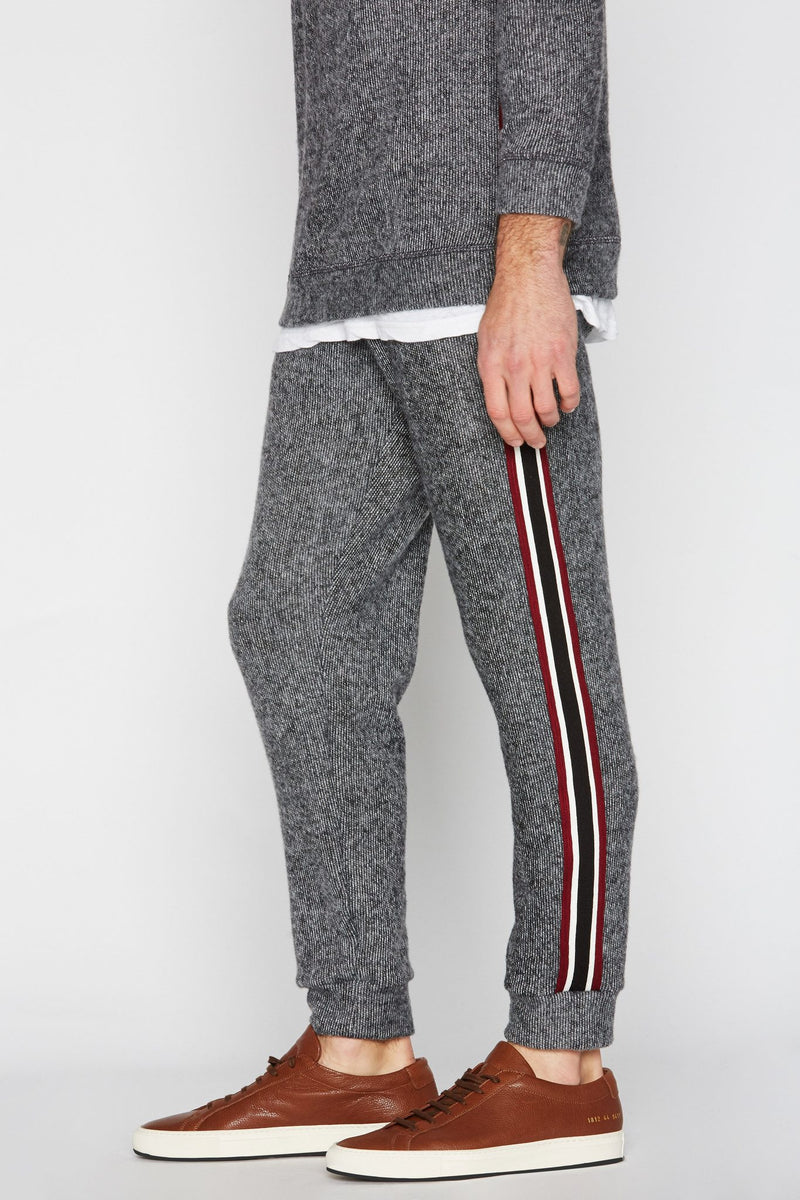 Men's Soft Knit Melange Stripe Side Pant — Black