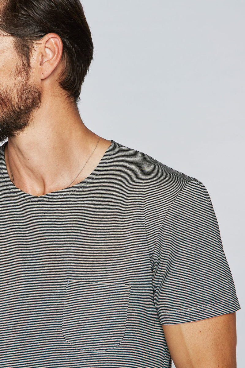 Men's Sailor Pocket Stripe Tee - Black / White Mini Stripe — Default