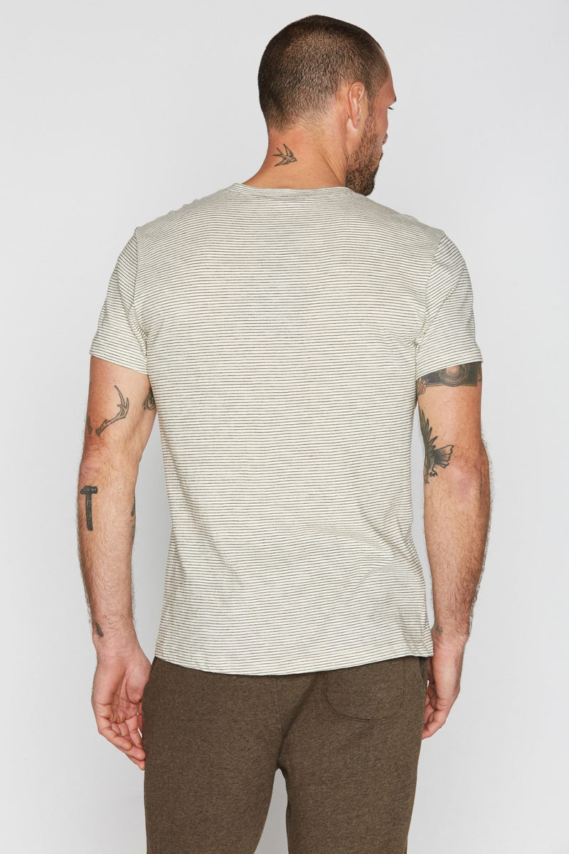 Men's V-Pocket Stripe Tee - Ivory / Black — Default