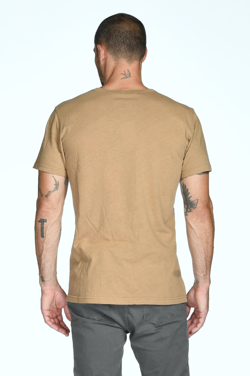 Men's Linen Blend Wide Neck Band Tee