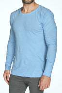 Men's Linen Blend Crew Neck Long Sleeve — Mika Jaymes (view 3)