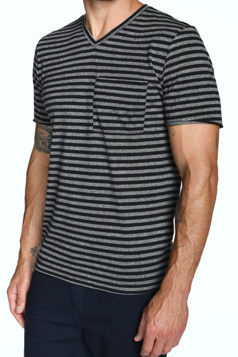 Men's Princeton Wide Pocket V-Neck Stripe Tee