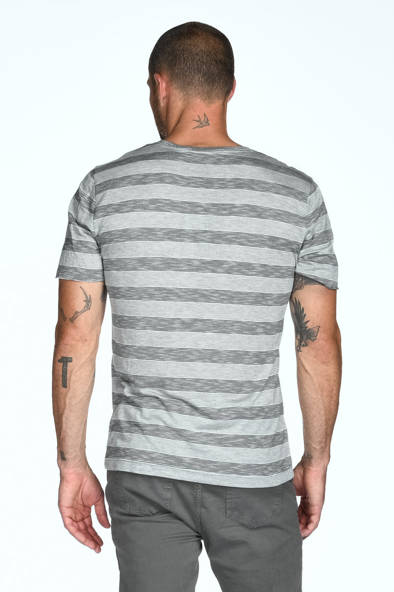 Men's Princeton Wide Pocket V-Neck Stripe Tee