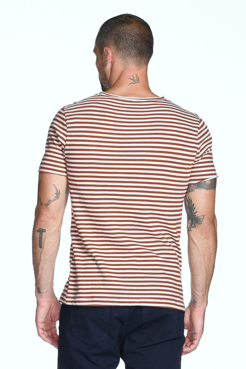 Men's Brolin Raw Neck Crew Stripe Tee