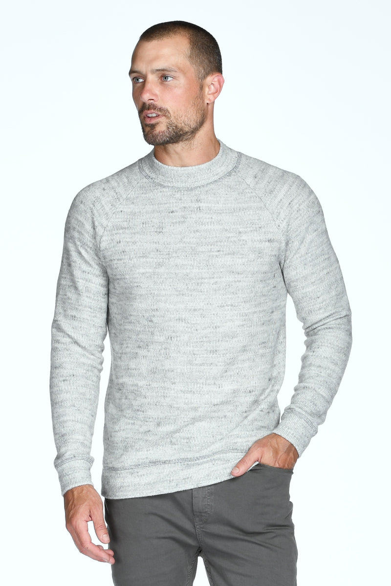 Men's Soft Knit Melange Wide Neck Pullover Sweater