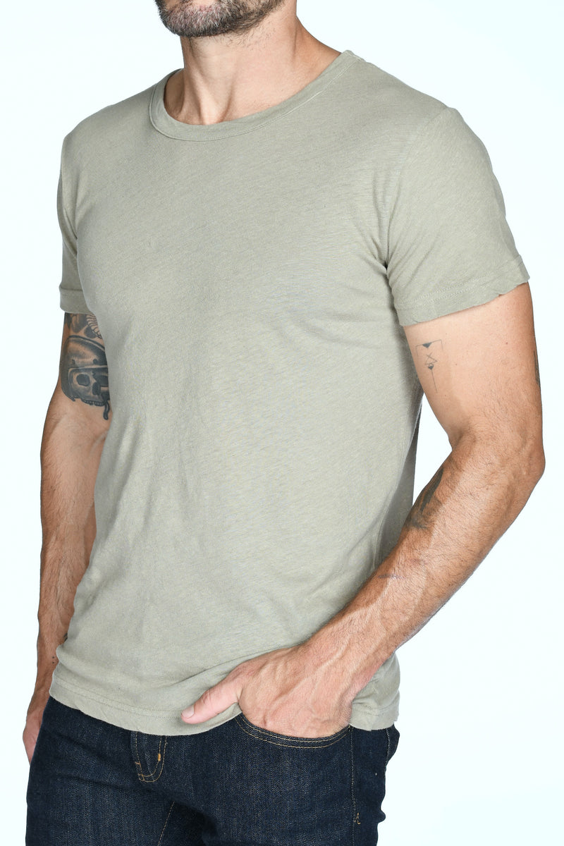 Men's Linen Blend Wide Neck Band Tee