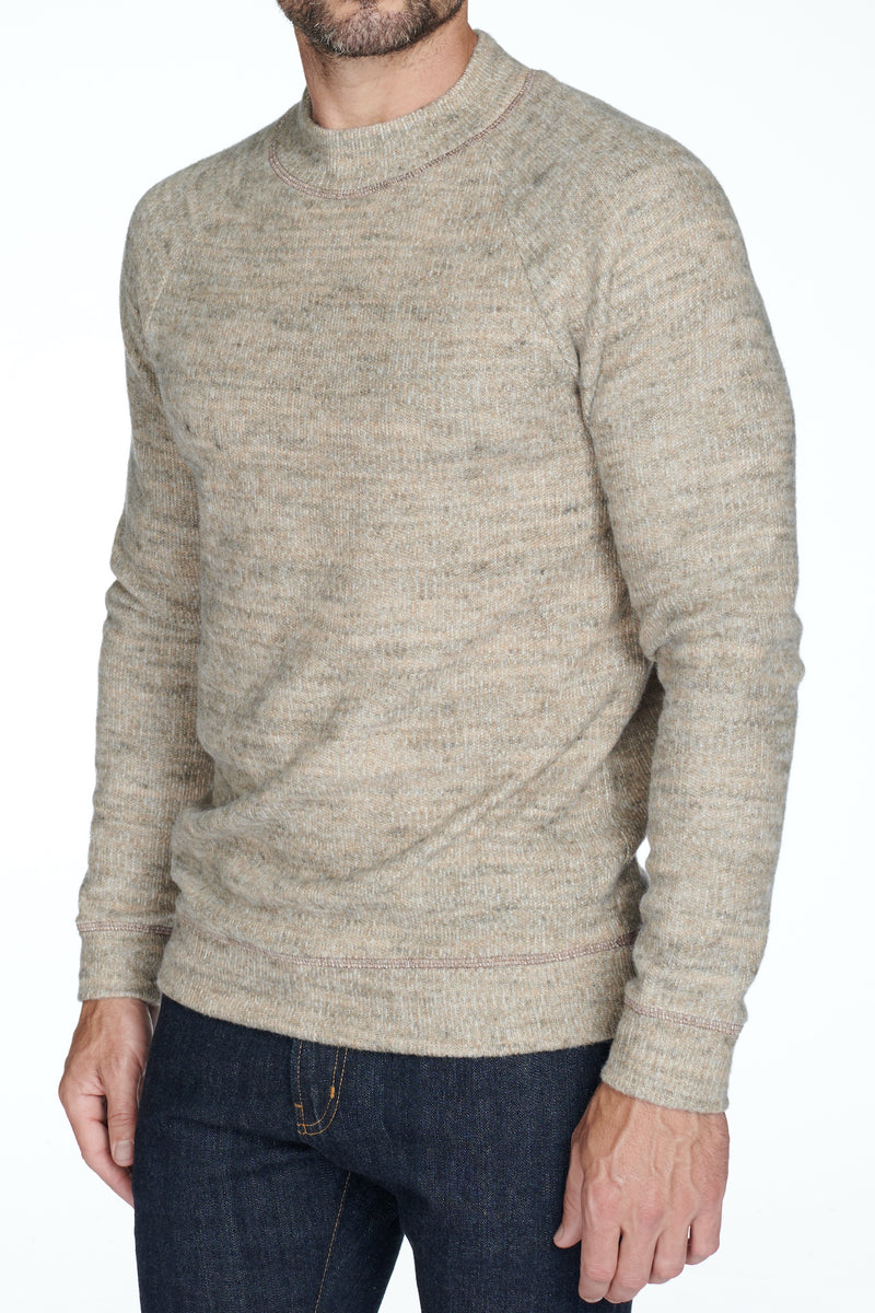 Men's Soft Knit Melange Wide Neck Pullover Sweater