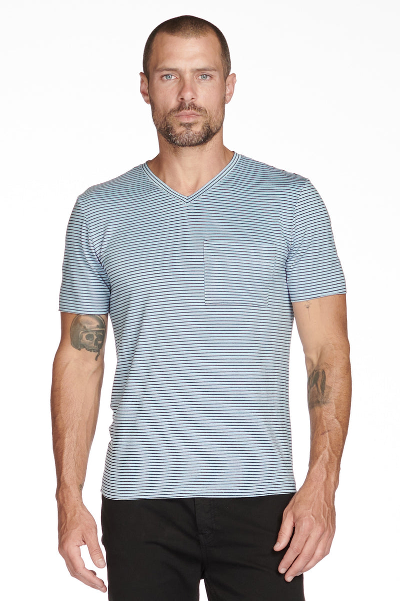 Men's Princeton Wide Pocket V-Neck Stripe Tee