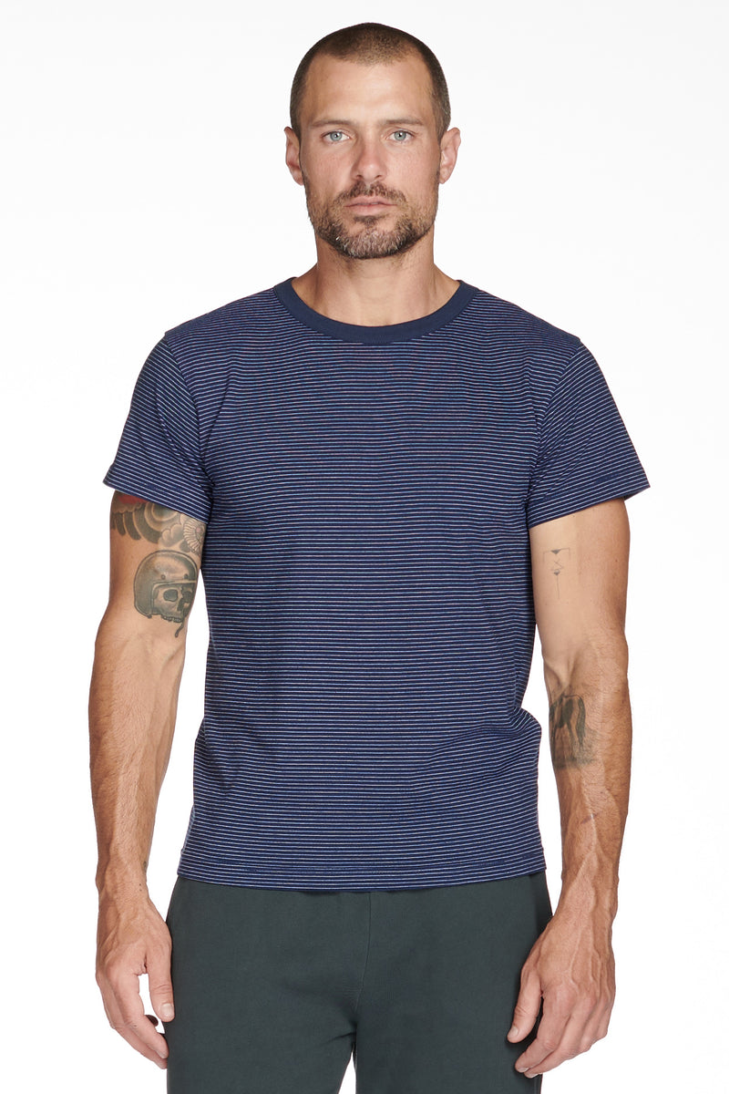 Men's Relaxed Contrast Crew Neck Stripe Tee