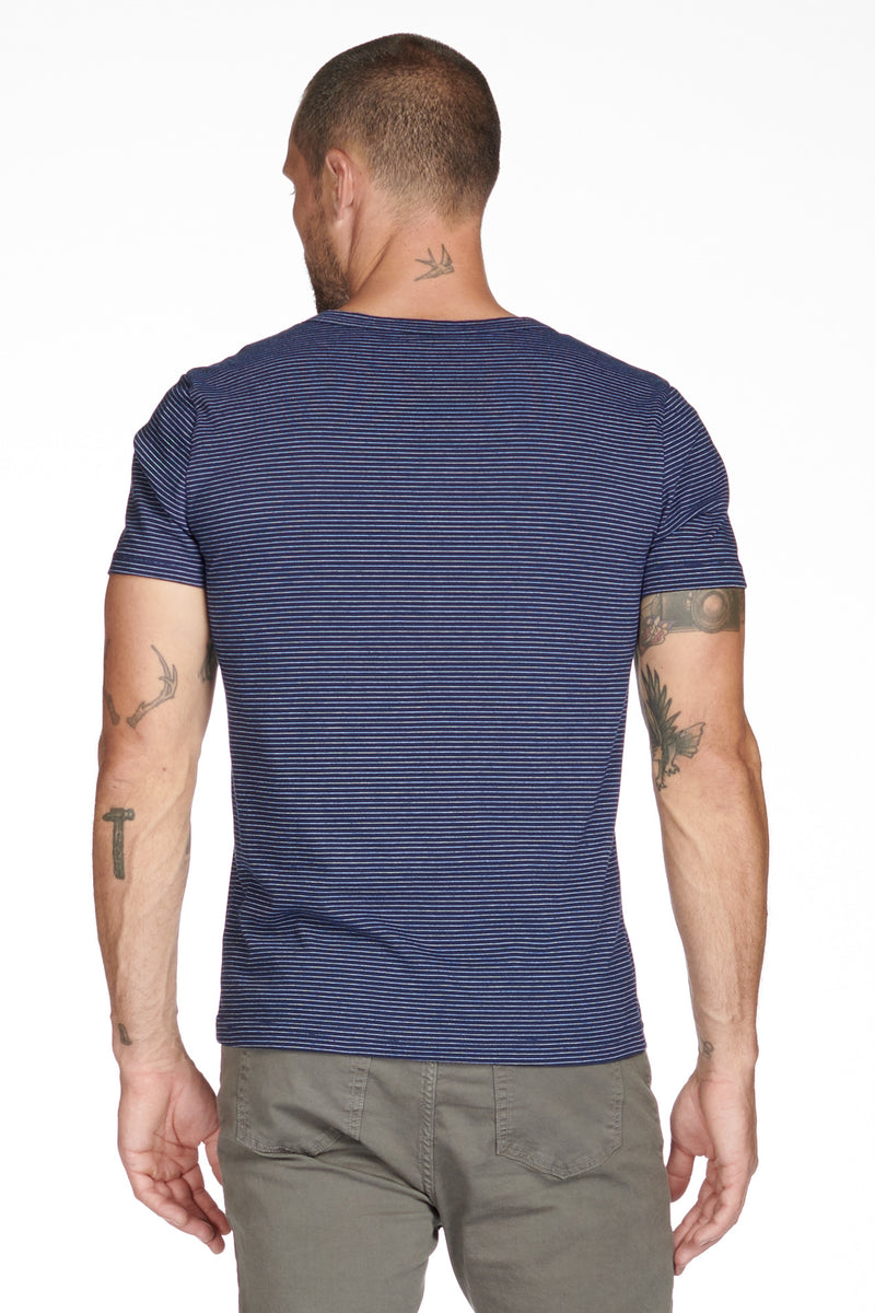 Men's Cross V-Neck Stripe Tee