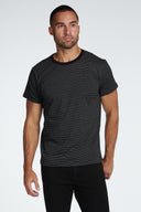 Men's Relaxed Contrast Crew Neck Stripe Tee - view 8