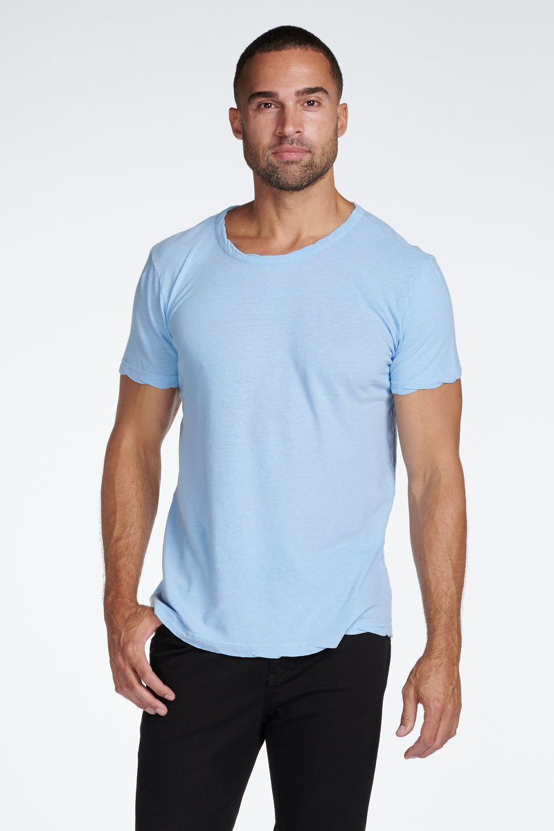 Men's Linen Blend Wide Neck Band Tee