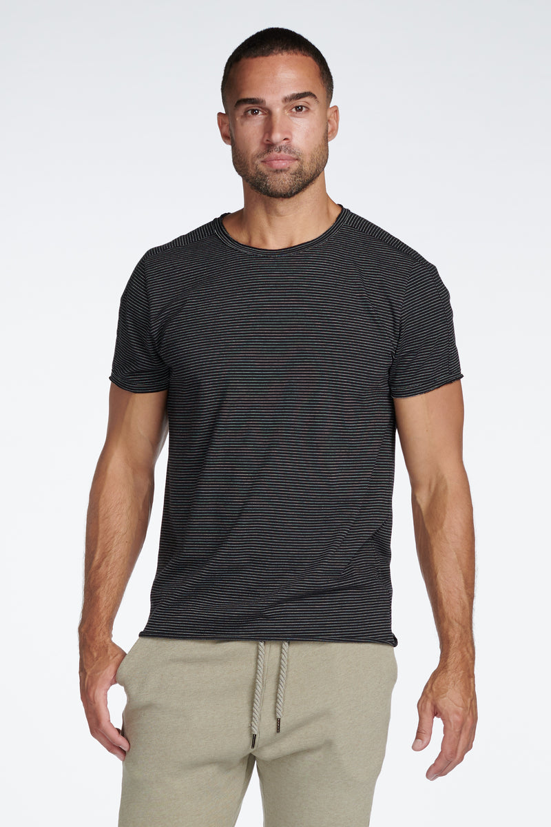 Men's Raw Edge Patch Sleeve Stripe Tee