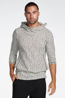 Men's Cambridge 3/4 Sleeve Cowl Neck Visor Hoodie Sweater - Variegated Ivory/Black - view 4