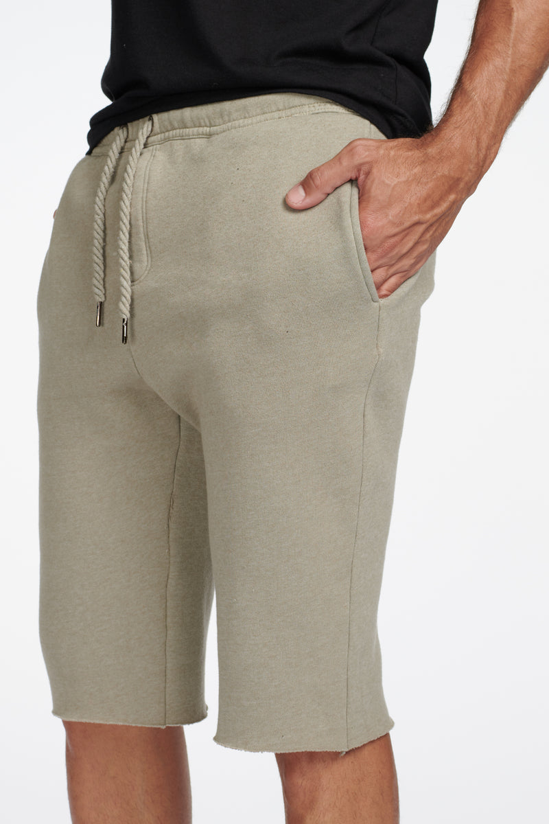 Men's French Terry Cut Off Short with Adjustable Draw Chord — Silver Mink