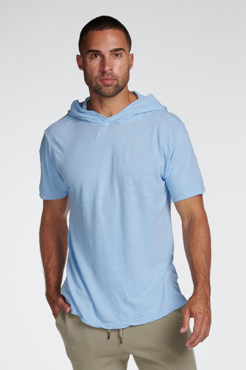 Men's Linen Blend Short Sleeve Hoodie