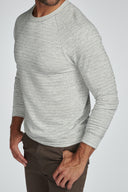 Men's Pullover Sweater - Light Grey Speck Stripe - view 3