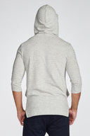 Men's Cambridge 3/4 Sleeve Cowl Neck Visor Hoodie Sweater - Light Grey Speck Stripe - view 3
