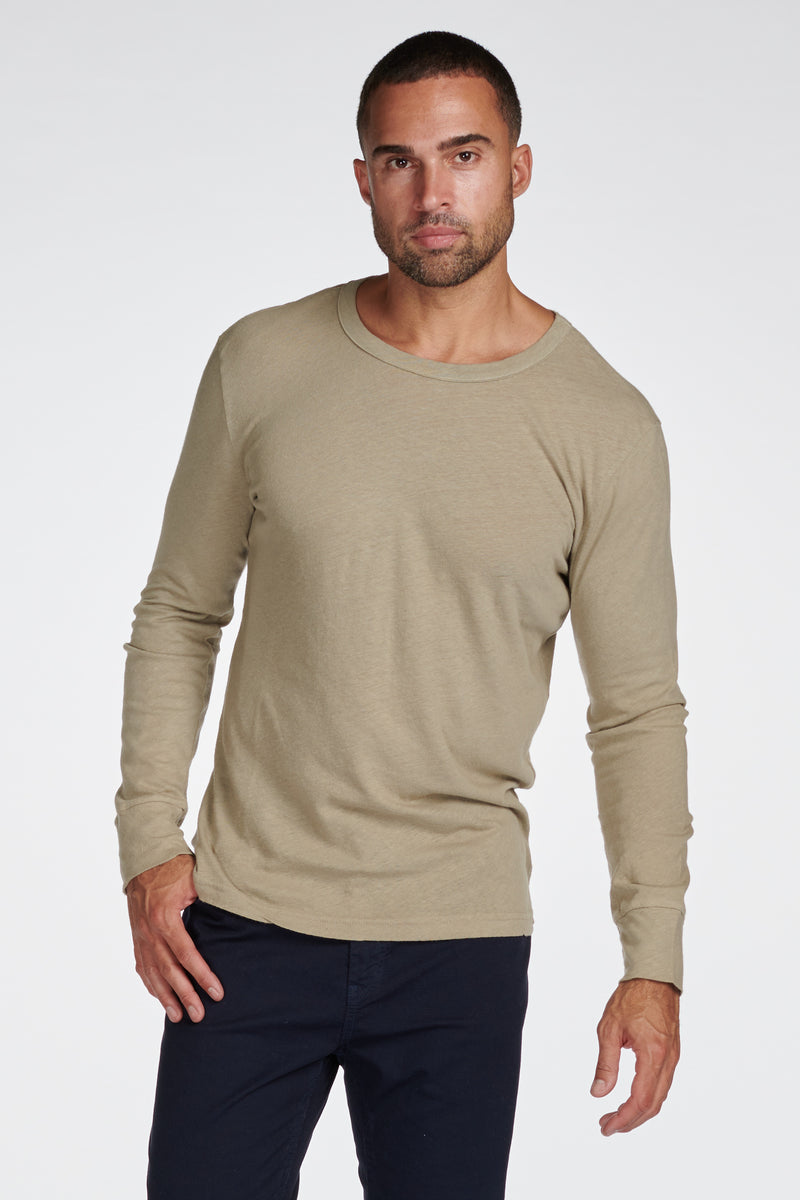 Men's Linen Blend Wide Cuff Long Sleeve Tee